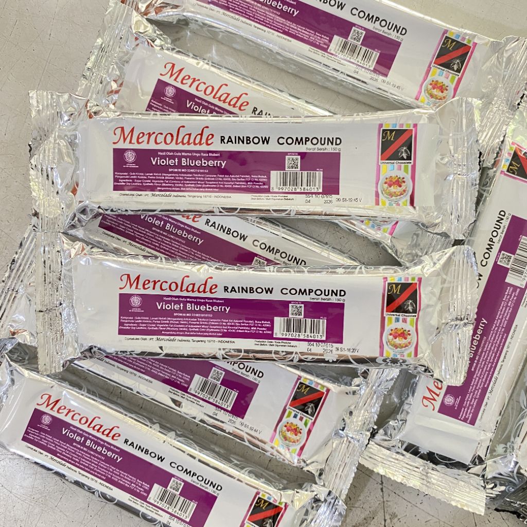 

Mercolade violet blueberry chocolate compound 150 gram | mercolade rainbow | cokelat warna ungu