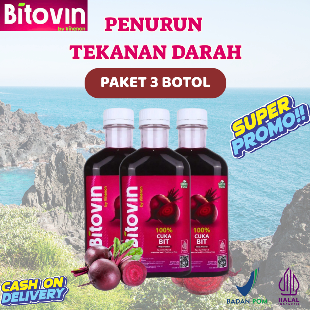 

Bitovin Cuka Buah Bit 100% Original Halal - Paket 3 Botol - Untuk Hipertensi BISA COD