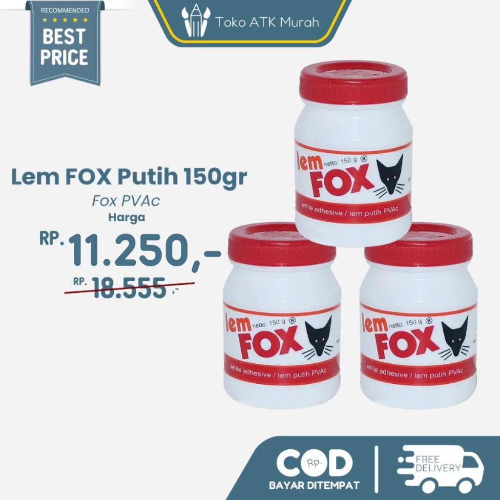 

Lem Fox Putih PVAc 150gr - Lem Serbaguna untuk Kayu, Kertas, Kerajinan