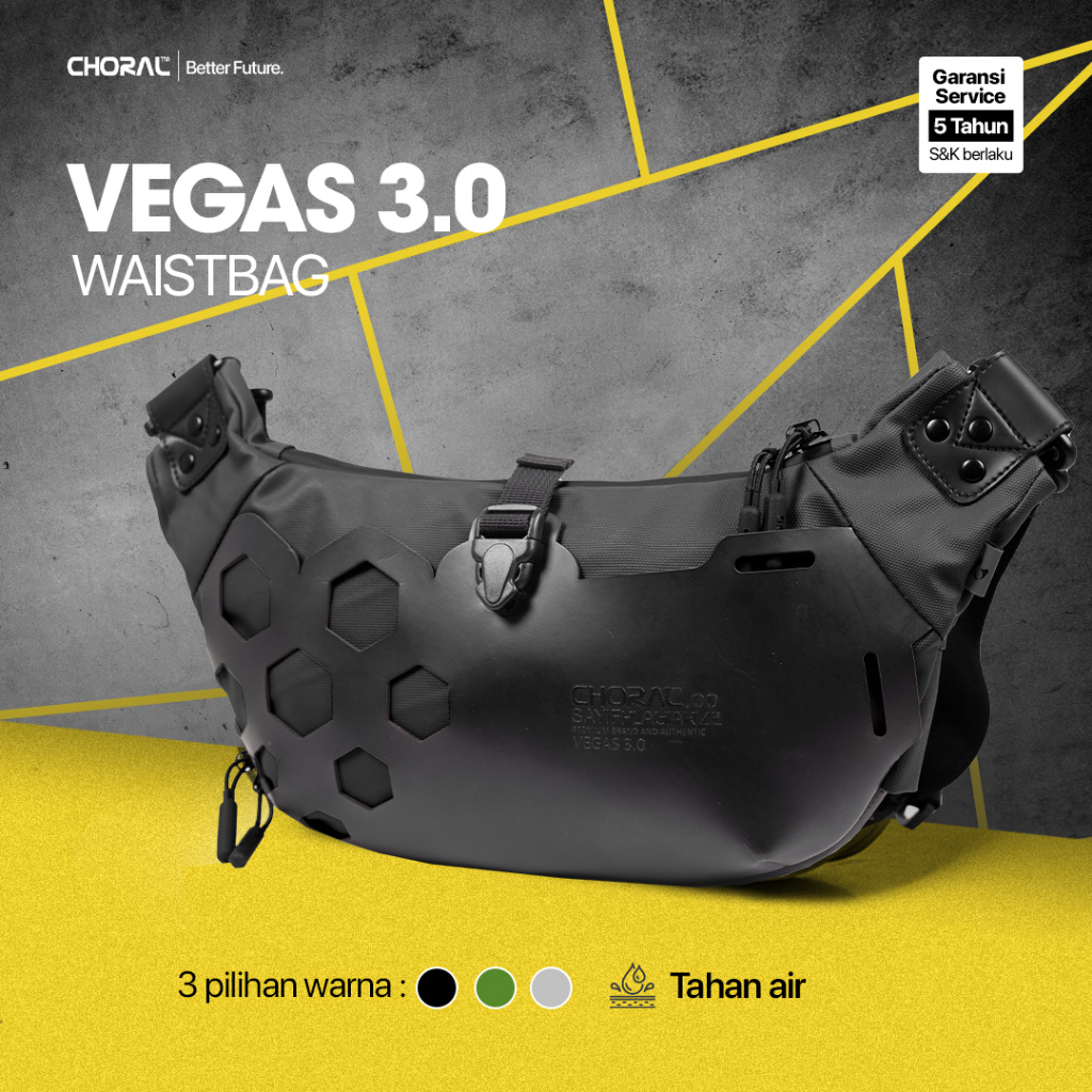 Choral Vegas 3.0 Waistbag | Tas Pria Wanita | Waterresistent