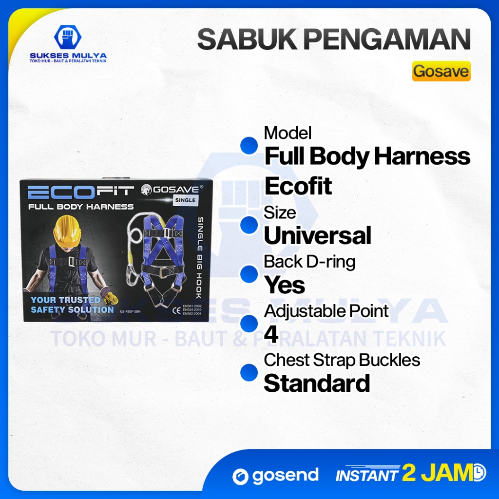 Full Body Harness Single Big hook / Gosave Body Harness Single Big hook  / FBH Single Big hook gosav