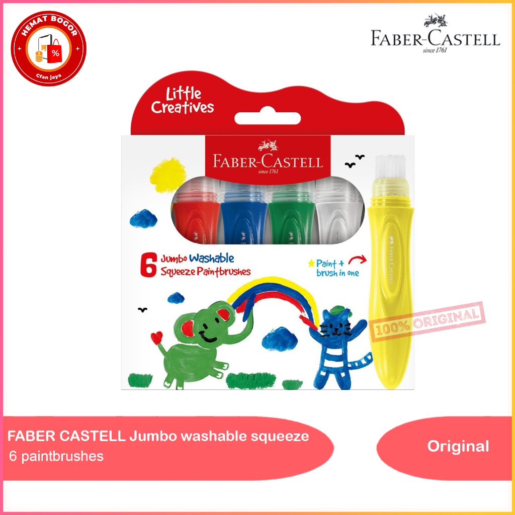

Faber Castell Jumbo washable squeeze paintbrushes, pack of 6