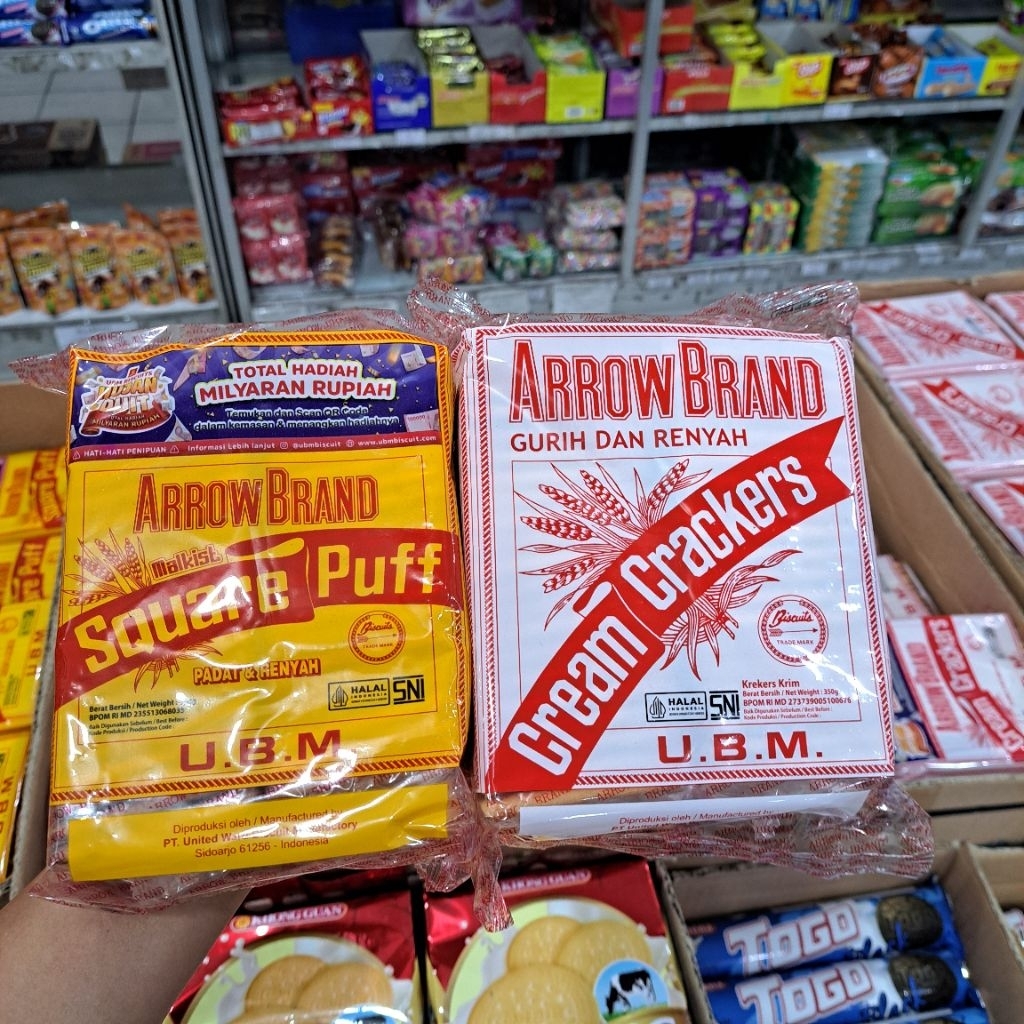 

3Pcs Arrow Brand Square Puff | Cream Crackers 350gr