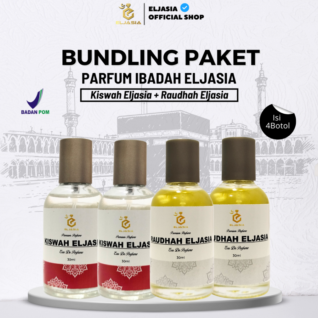 ELJASIA Bundling 4 Botol Kiswah Dan Raudhah Eljasia - Parfum Pria Dan Wanita Eau De Parfum 30 ml