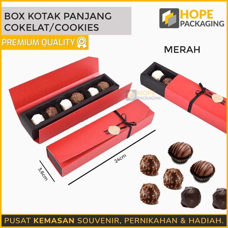 Box Kotak Panjang/ Kotak Coklat Truffle Premium/ 1 Set Box Kue Permen Coklat Premium