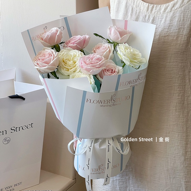 

[20 LEMBAR]Kertas Bunga Cellophane line warna Flower Wrapping Paper KB66