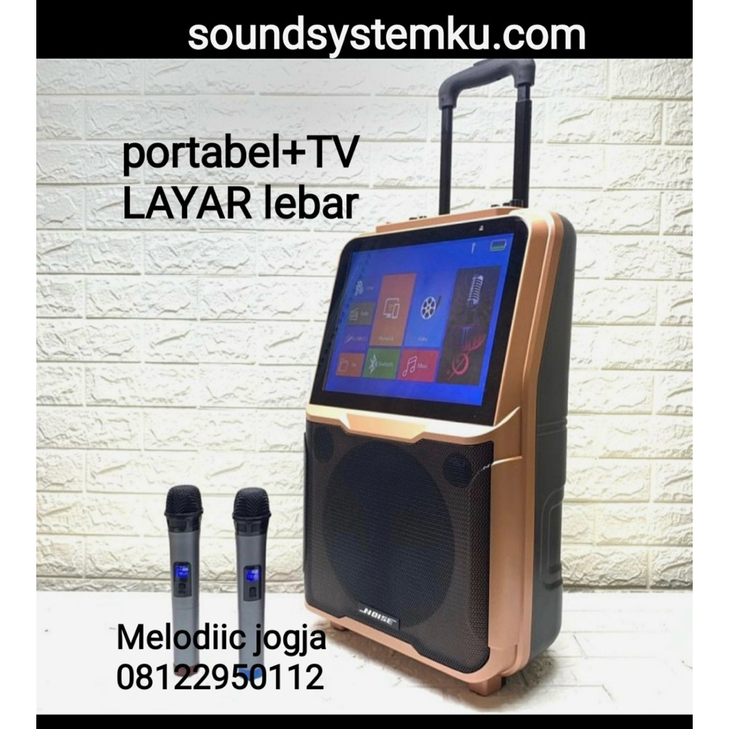 Speaker Portable Noise dengan Layar tv dan 2 mic wireless