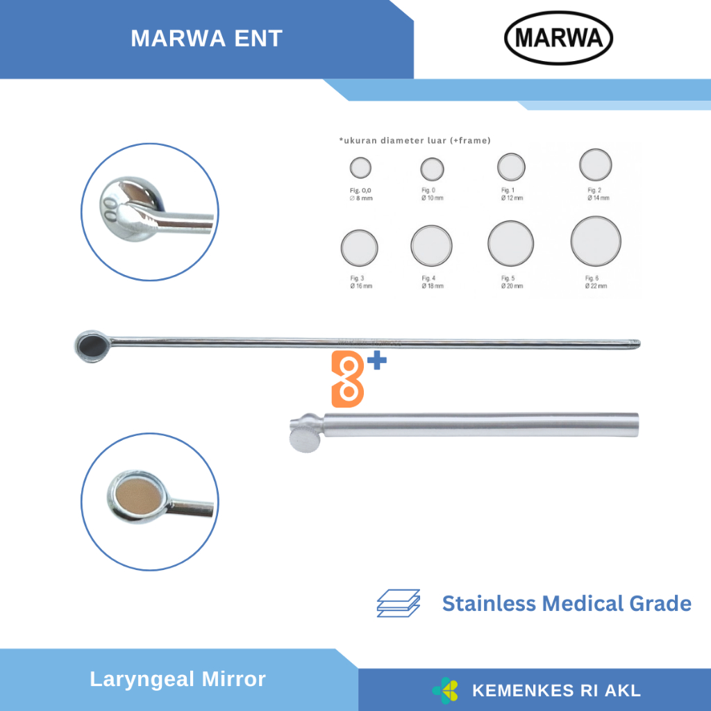 Laryngeal Mirror With Handle / Kaca Laring Faring  / pharyngeal / Kaca Tenggorokan