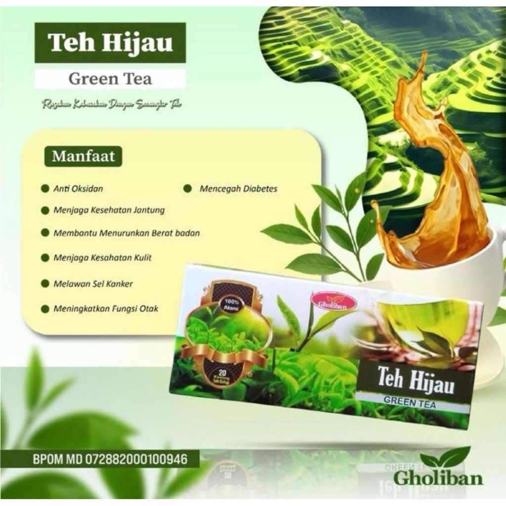 

TEH HIJAU ASLI CELUP / GREEN TEA GHOLIBAN ISI 20 KANTONG