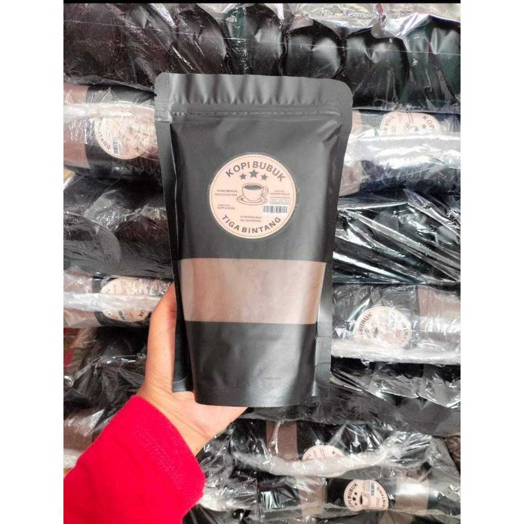 

Kopi hitam klip merk 3 bintang berat 300gr