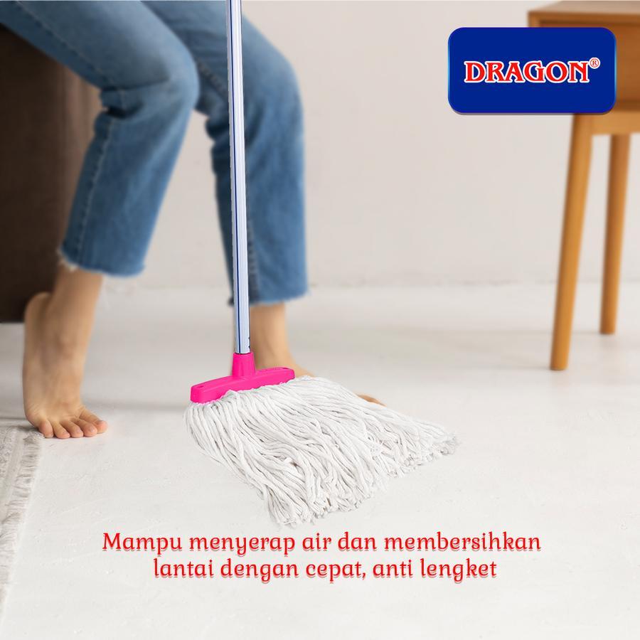 Alat Pel Lantai DRAGON Gagang Besi 110cm Kain Katun Tebal
