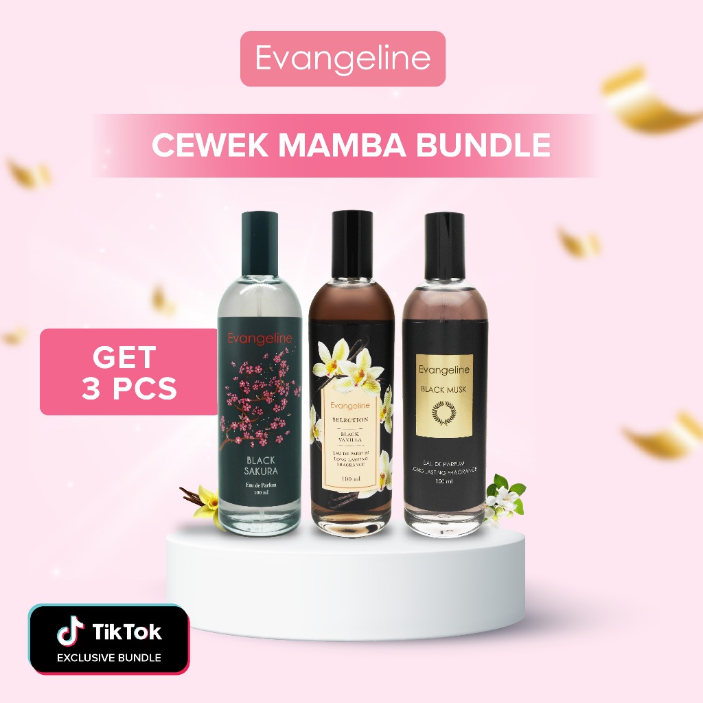 GET 3 | Cewek Mamba Bundle | Evangeline Black Sakura, Black Vanilla, Black Musk | Parfum Wanita Taha