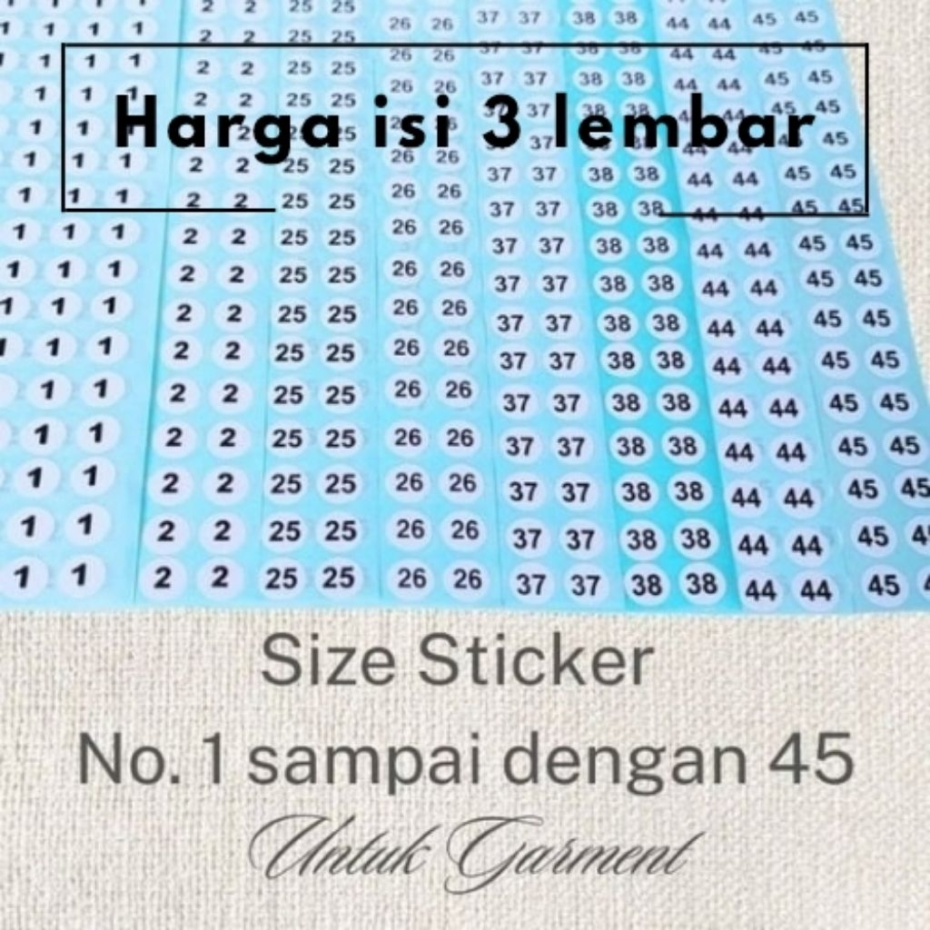 

Size Sticker Tempel • Stiker Size Angka Untuk Garment