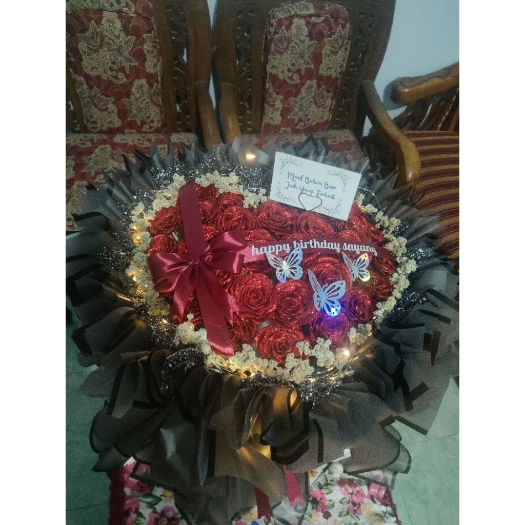 buket mawar satin love | buket mawar satin Glitter murah