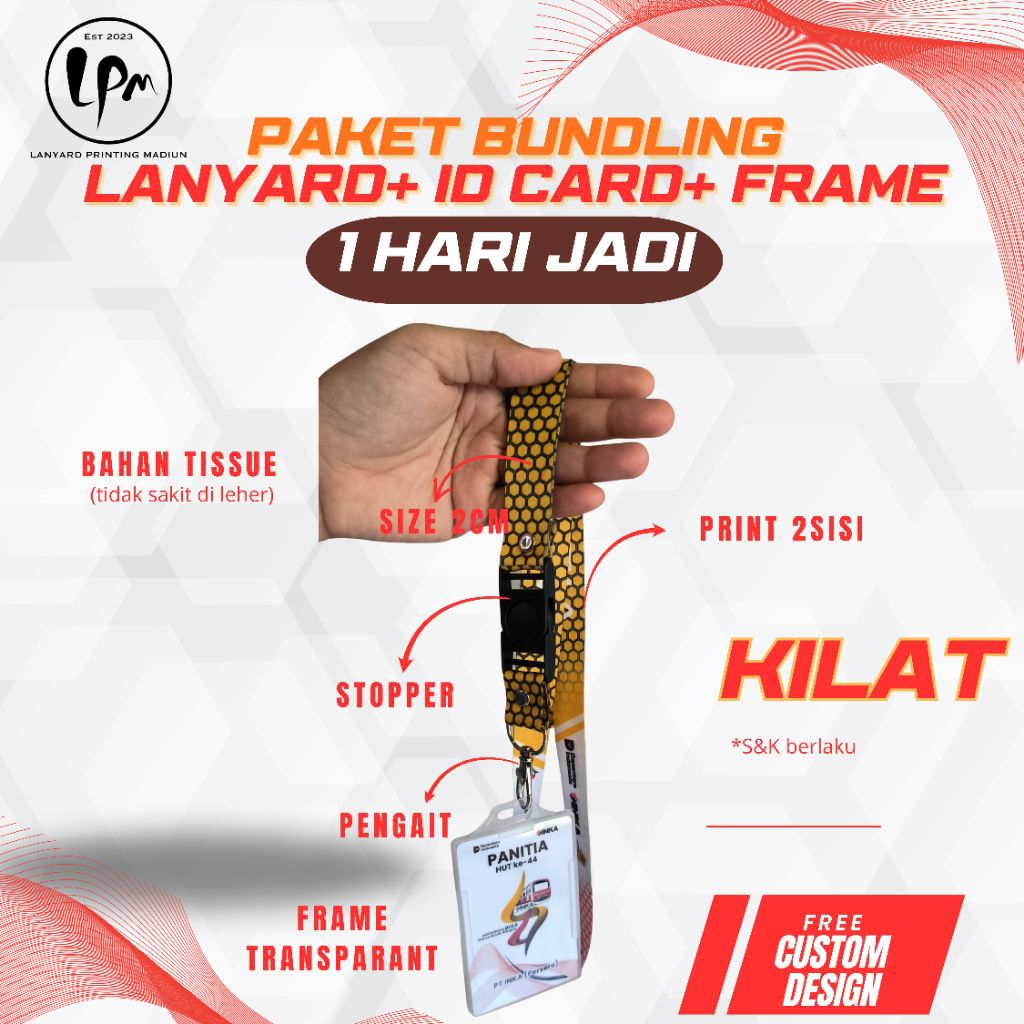 

PAKET TALI LANYARD + ID CARD + FRAME / LANYARD PANITIA / HUT KEMERDEKAAN