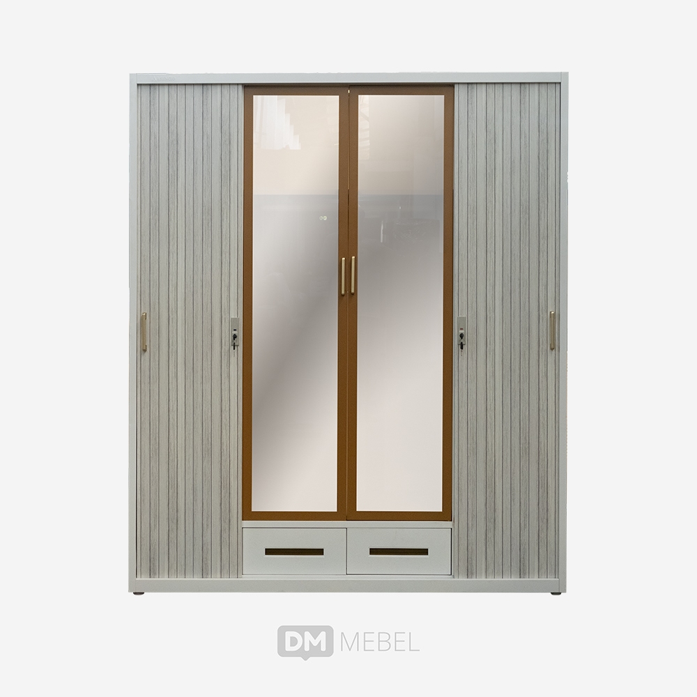 DM Mebel Lemari Pakaian Besi Pintu 4 LED TW Asencio