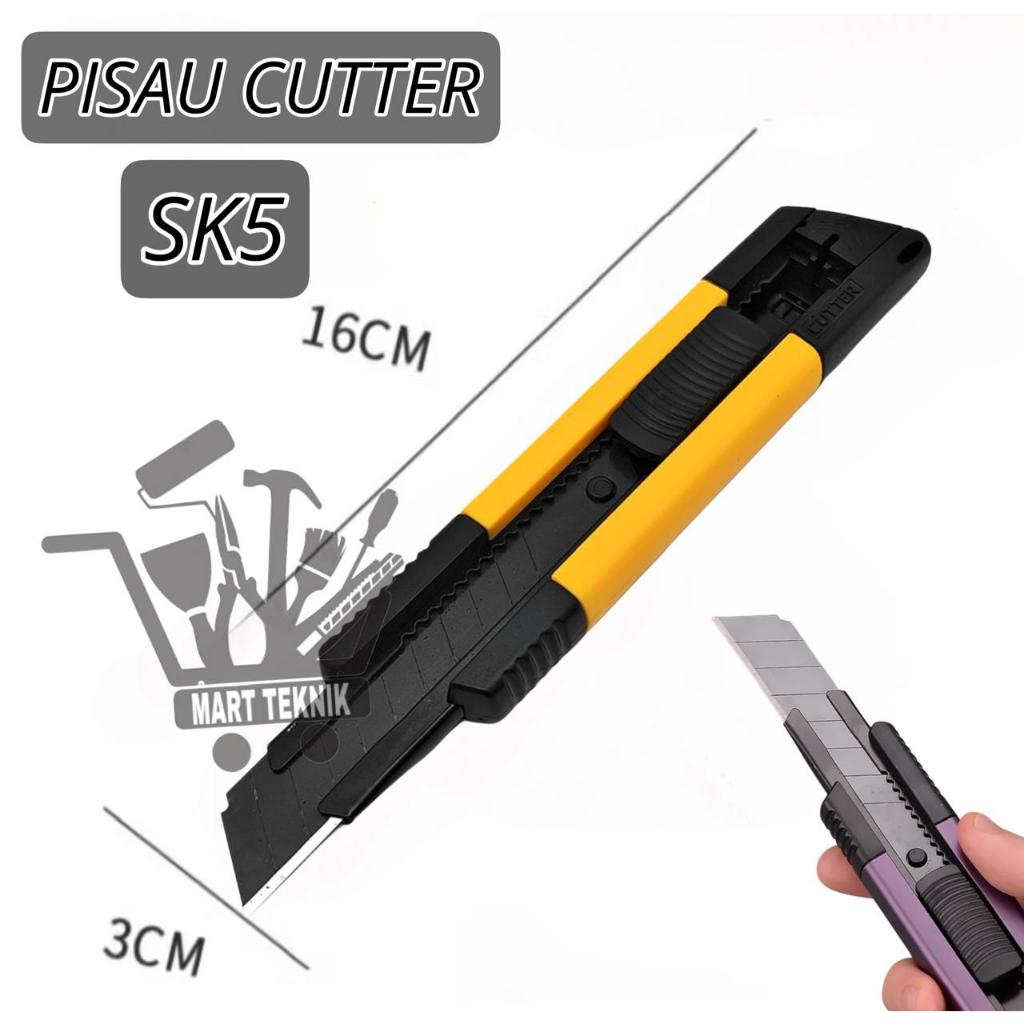 

Pisau Cutter Bagus / Cutter Heavy Duty 18mm SK5 Tajam Auto-Lock/ Cutter