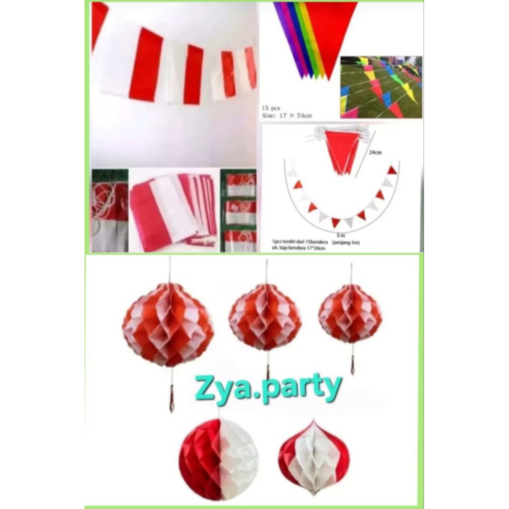 Bendera Merah Putih Plastik Plus Tali /Bendera Segitiga Merah Putih/Bendera Kain Segitiga Warna Warn