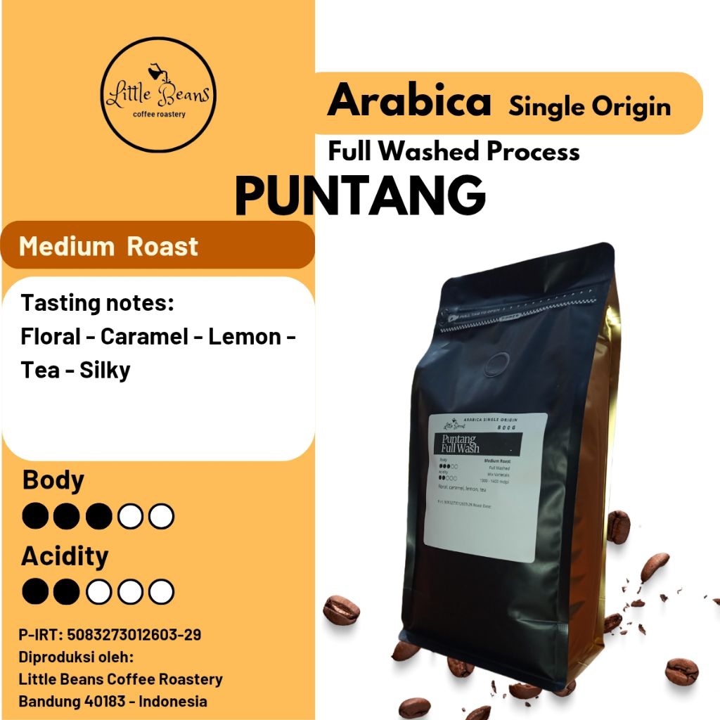 

Kopi arabica Puntang medium roast 800gr/400gr/200gr biji/bubuk