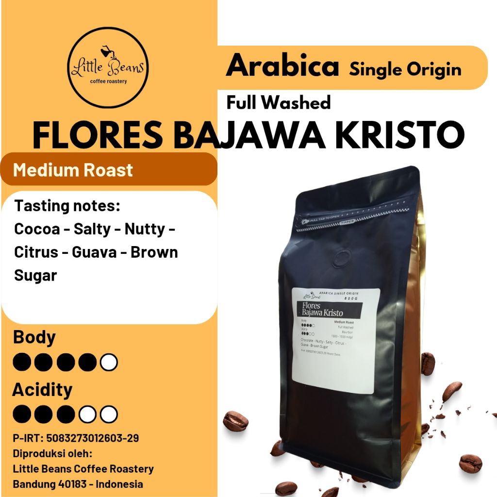 

Kopi arabica Flores Bajawa Kristo medium roast 800gr/400gr/200gr biji/bubuk