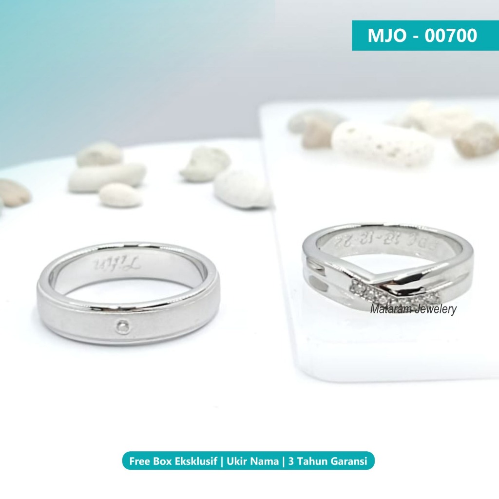 Cincin Sepasang Palladium 10% & Emas Putih Kadar 75%  - Bebas Request Model Cincin Custom By Mataram