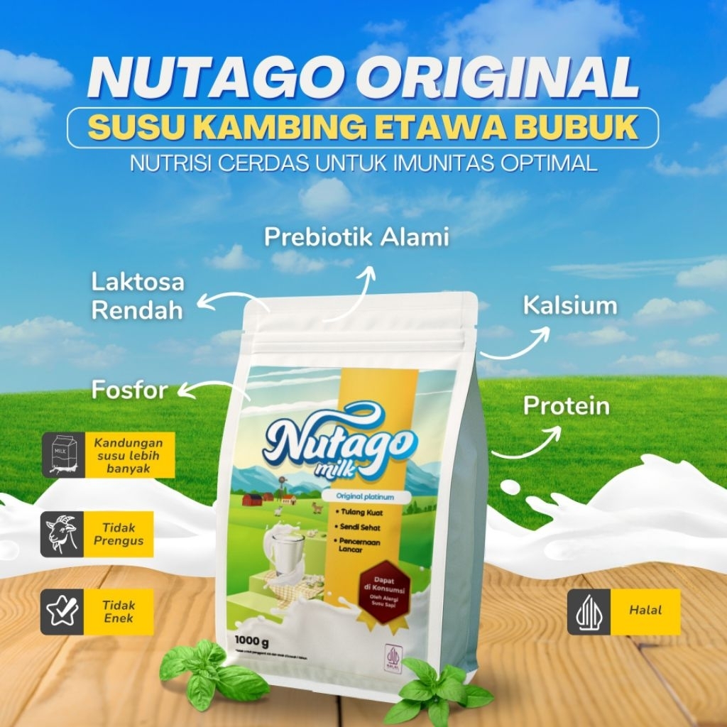 

NUTAGO susu Kambing Etawa Bubuk premium Original 1kg Organik Alami Meredakan Asam Lambung GERD Memulihkan Pernafasan Rendah Gula Aman Untuk Diabetes Kolestrol