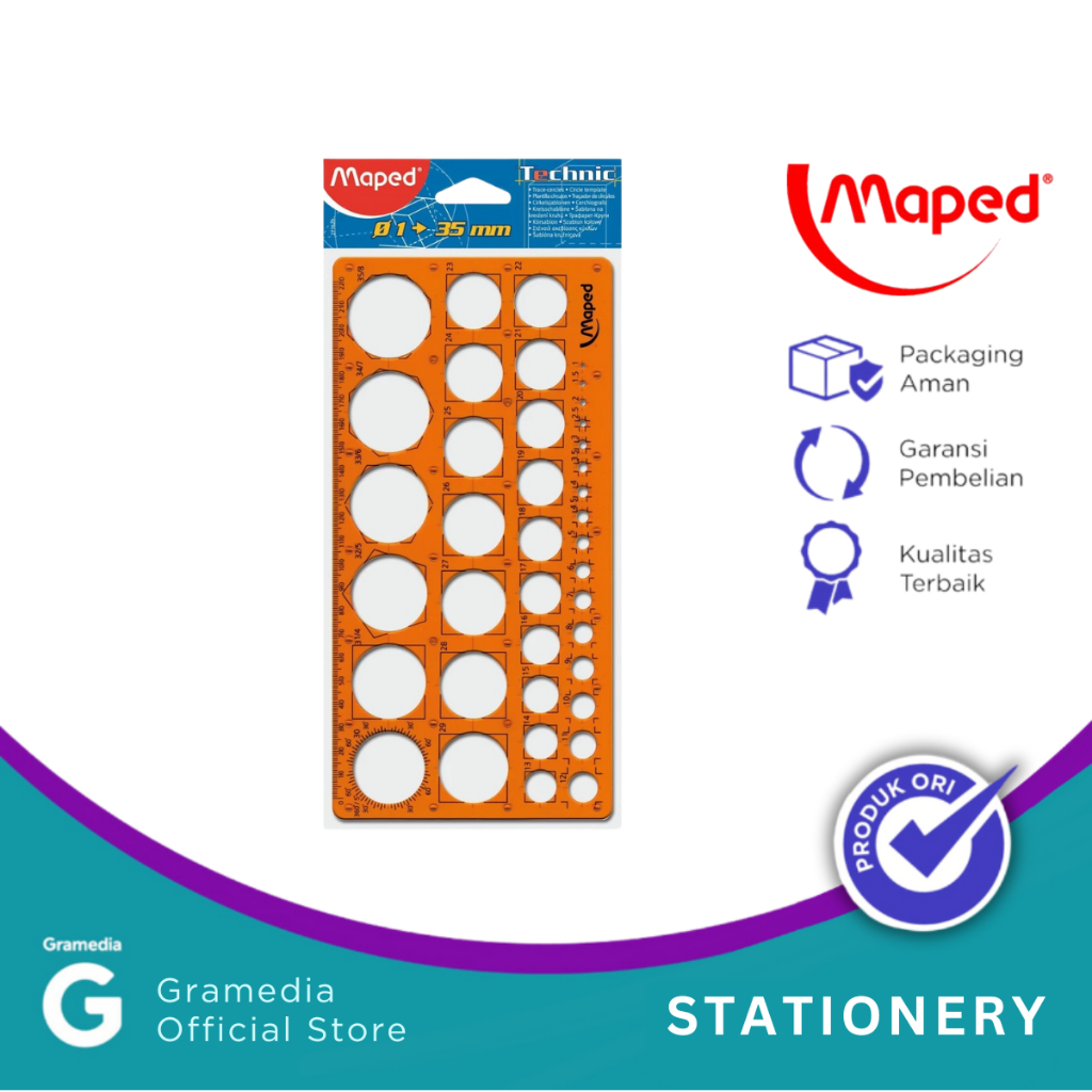

Gramedia Pettarani - PENGGARIS LINGKARAN MAPED CIRCLE TEMPLATE RULER