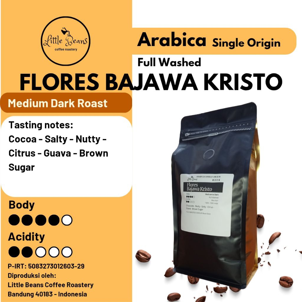

Kopi Arabica/Arabika Flores Bajawa Kristo Medium to Dark Roast 800gr/400gr/200gr Biji/Bubuk