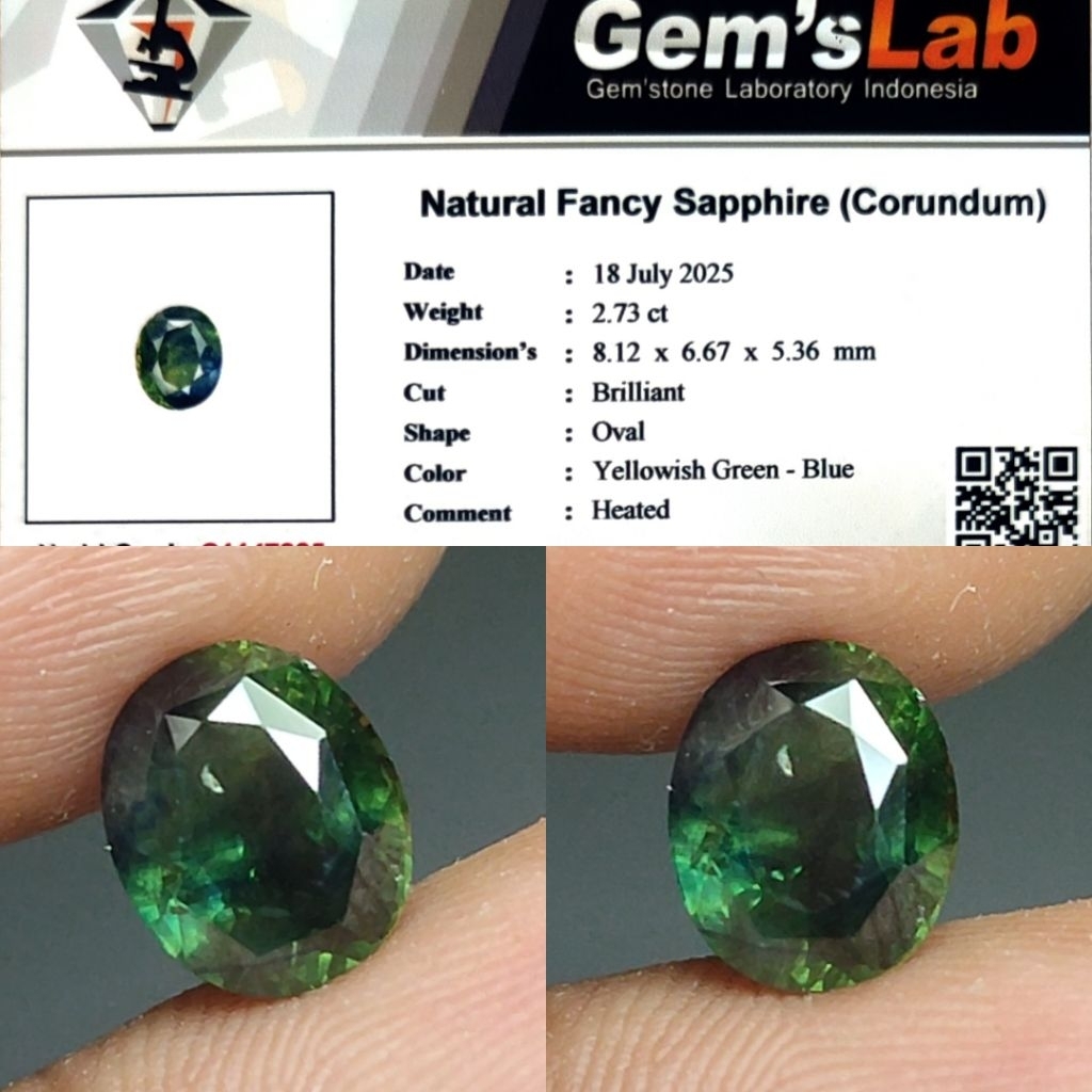 Natural Fancy Sapphire Bicolor Sapphire 2.7ct GLI Crystall Good Luster Gemericik Nice Color Body Kac