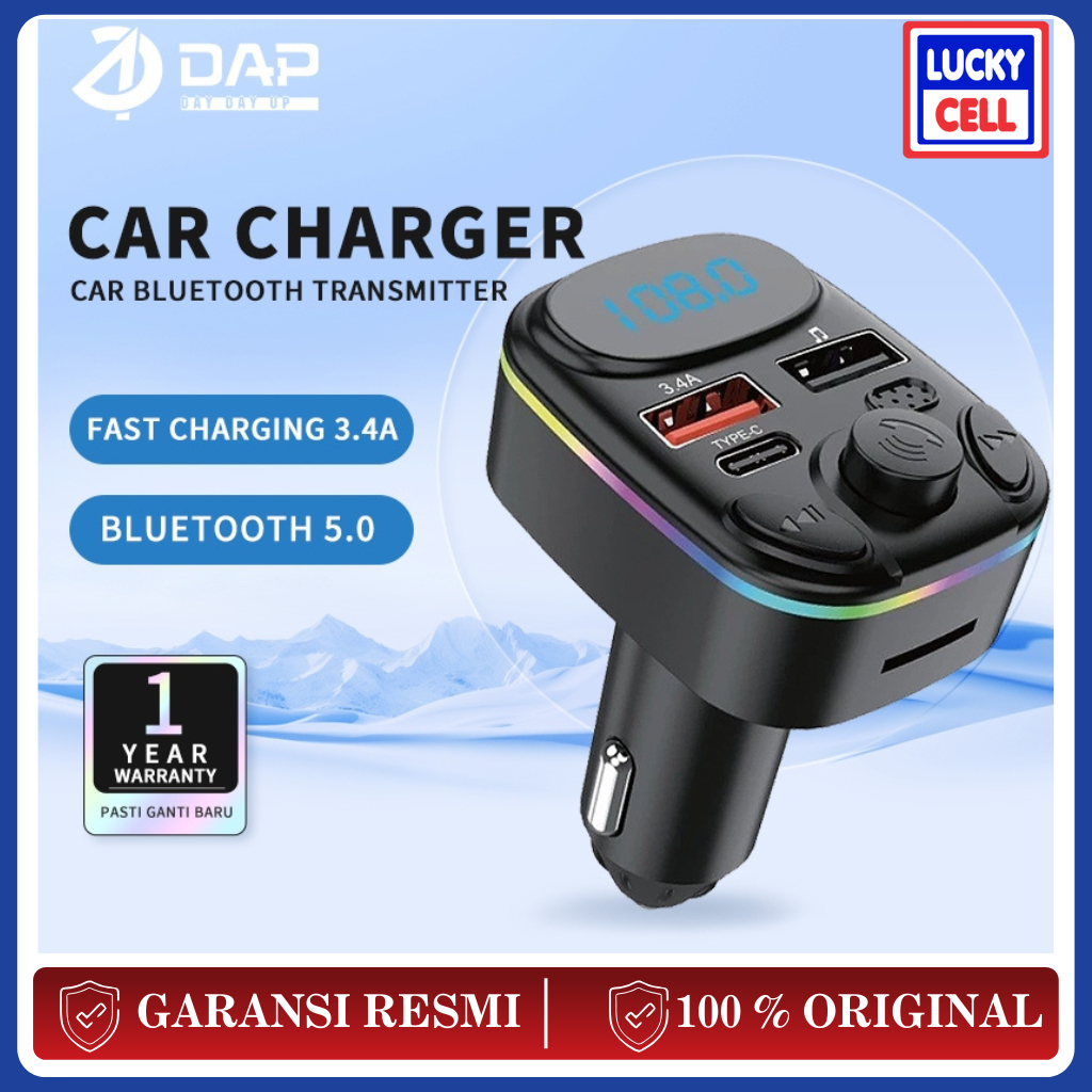 DAP D-CCP7 Car Charger Bluetooth Serba Guna Transmitter USB & Type-C 3.4A - Garansi 1 Tahun - Lucky 