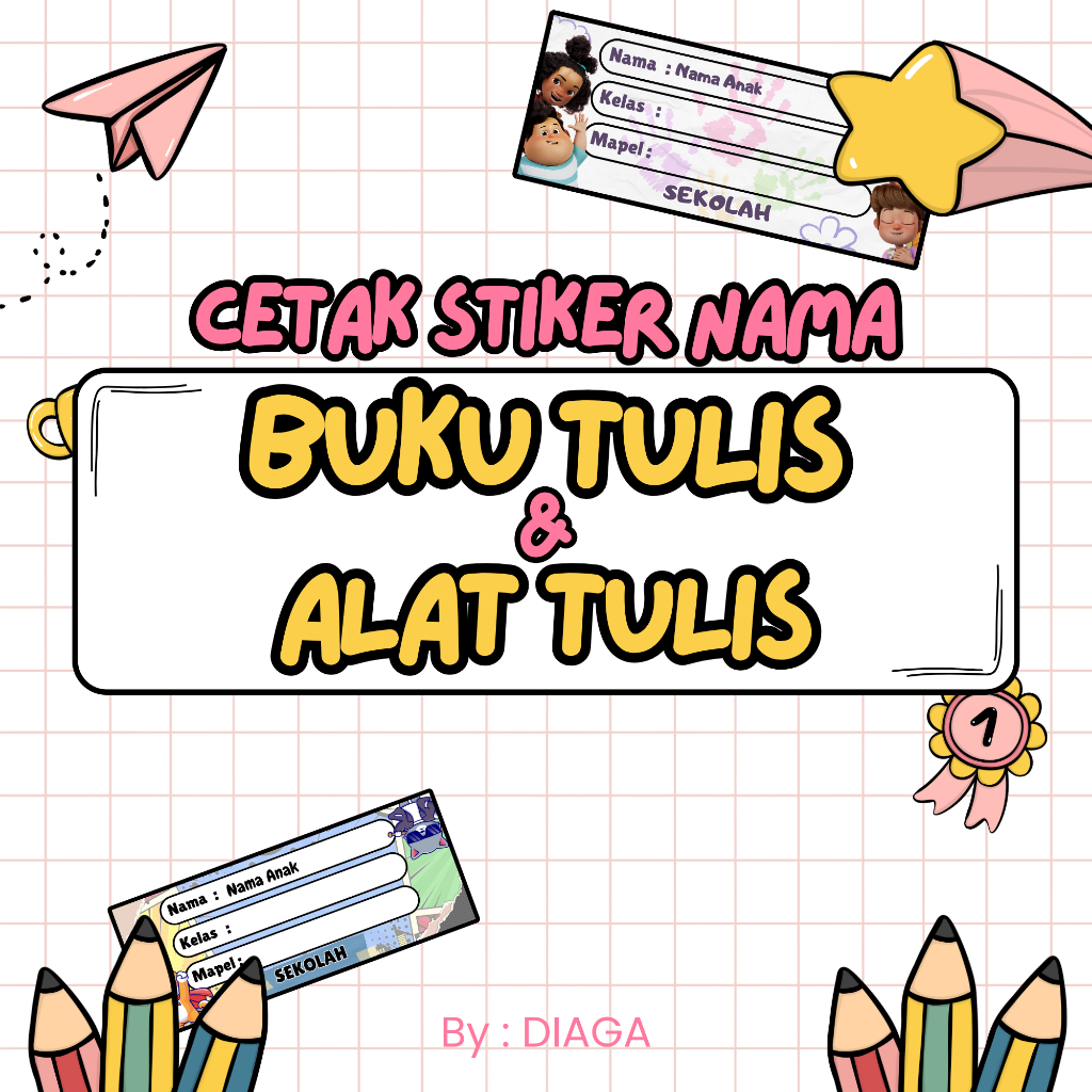 

Cetak Stiker Nama Anak | Label Nama Buku & Alat Tulis | Custom Desain Lucu!