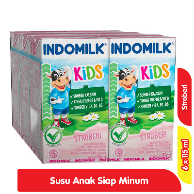 

Indomilk Kids Susu UHT Stroberi Kotak 6 x 115 ml