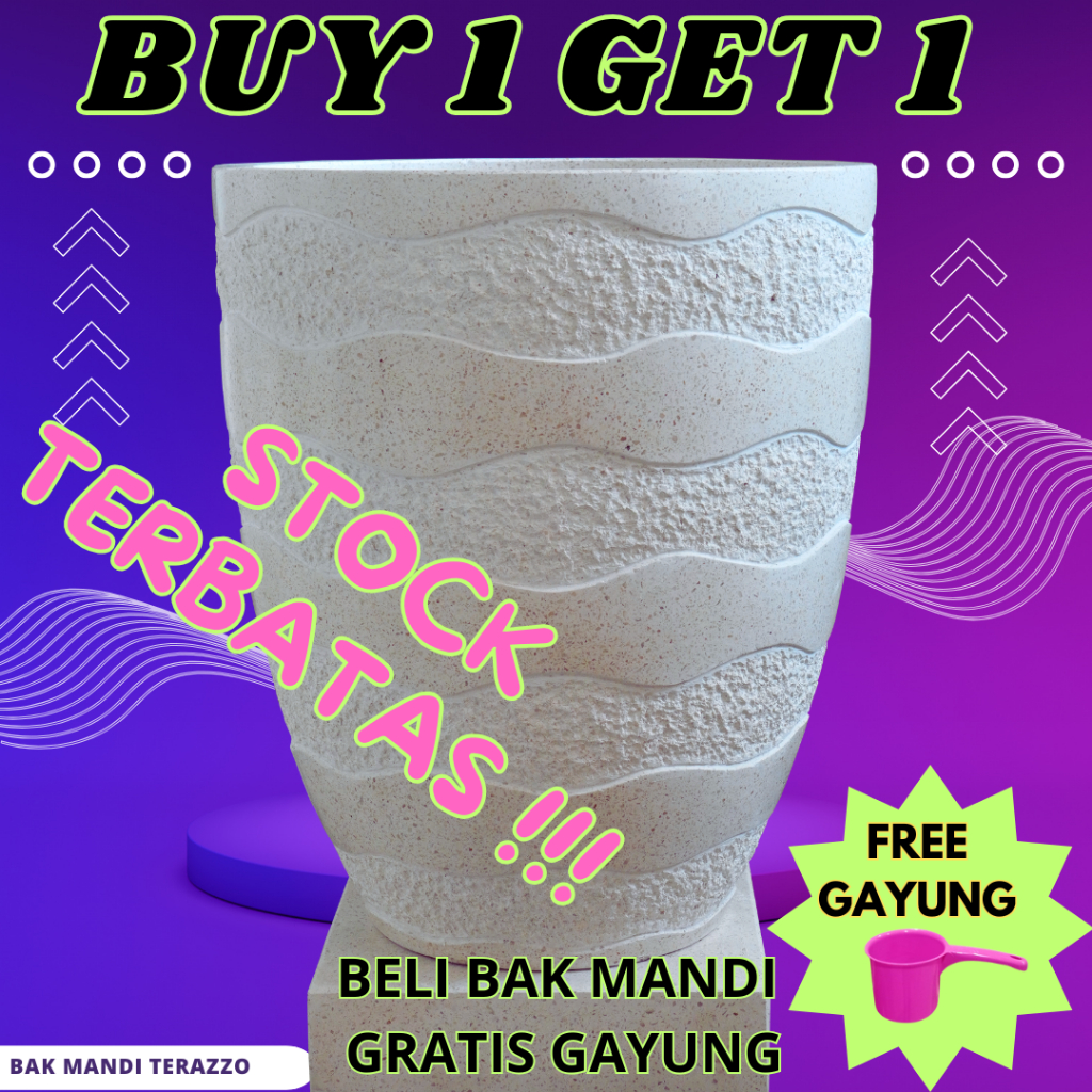 BAKMANDIITERAZZO | BAK KAMAR MANDI KERAMIK | BAK AIR TERASO | GENTONG MARMER | TIPE GELOMBANG CACAH
