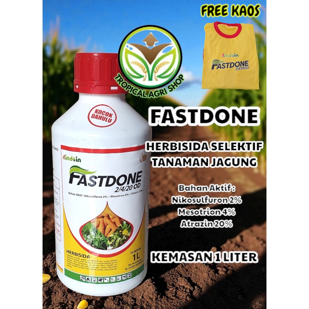 FASTDONE HERBISIDA SELEKTIF JAGUNG + FREE KAOS KEMASAN 1 LITER