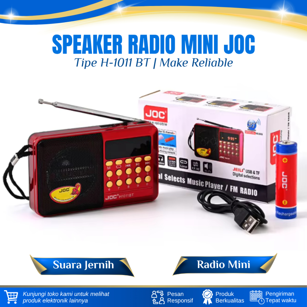 RADIO MINI SPEAKER BLUETOOTH JOC H-1011BT RADIO PORTABLE SPEAKER BLUETOOTH RADIO DIGITAL FM/SD/USB