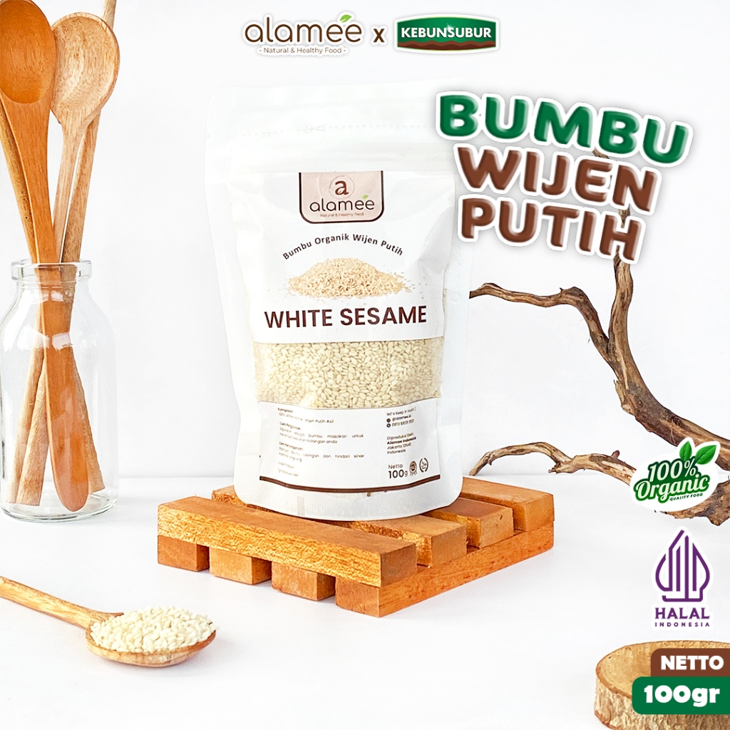 

ALAMEE Wijen Putih Siap Makan White Sesame Seed Bumbu Dapur Organik Masak 100 Gram kebunsubur