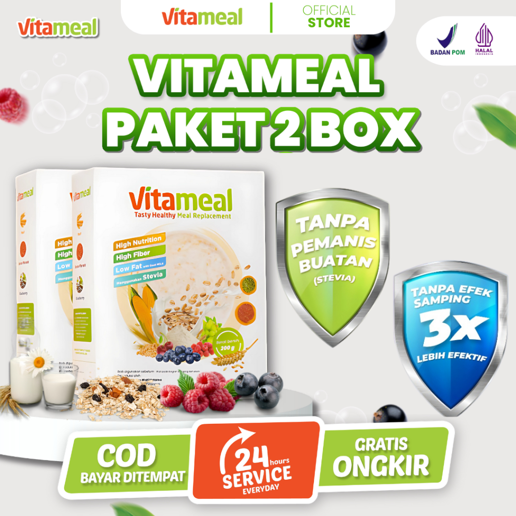 

Paket 2 Box Vitameal - Sereal Diet Kontrol Gula Darah Turunkan Kolesterol Hipertensi Secara Alami VITAMIL DIET