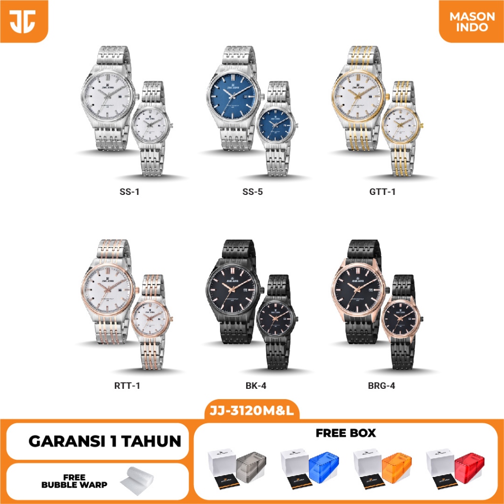 Jam Tangan Couple Analog Jonas Jasmin JJ-3120M/JJ-3120L Original Garansi
