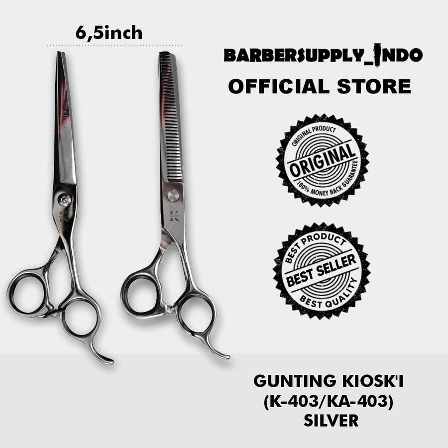 

KIOSK'I SCISSOR SET GUNTING SET POTONG & PENIPIS KIOSK'I (K-403 & KA-403) 6 INCH SILVER