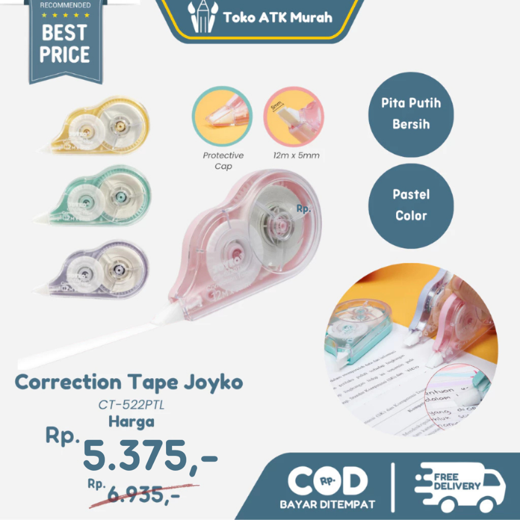 

Correction Tape Joyko CT-522PTL Pastel Color Pita Koreksi