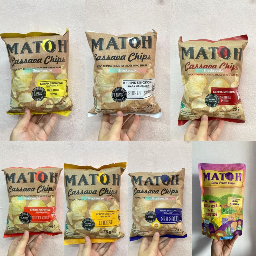 

MATOH CASSAVA CHIPS CHEESE / ORIGINAL SOYA / SWEET SALTY / SAMBAL PURUT / SEA SALT / SWEET CHILI - KERIPIK SINGKONG