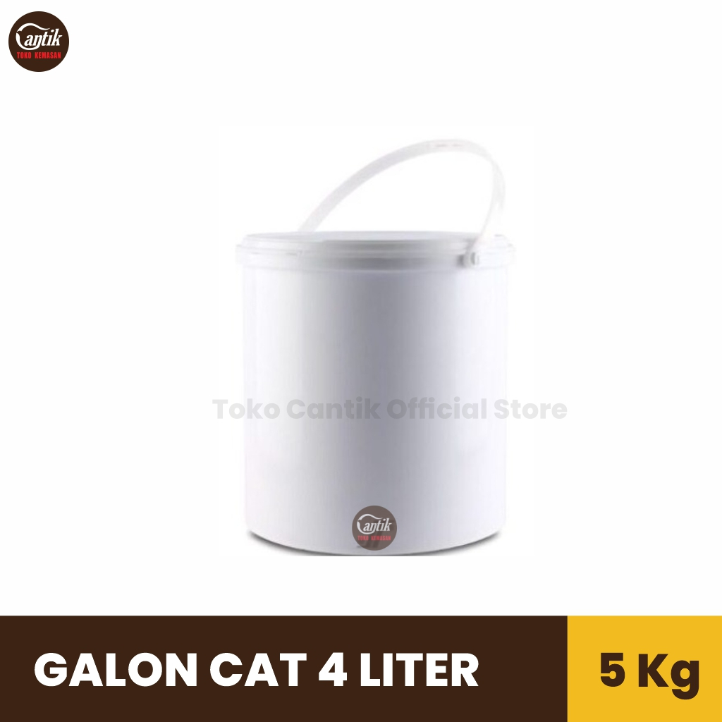 GALON CAT 5 KG (4 LTR) LURUS DASH WARNA PUTIH SUSU + TUTUP GALON CAT 5KG
