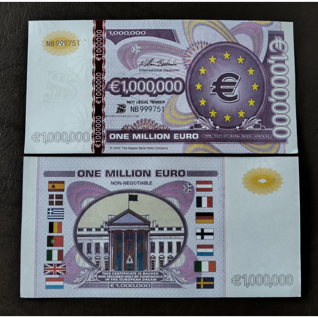 Uang souvenir 1.000.000 euro gedung one million 1000000 1jt euro