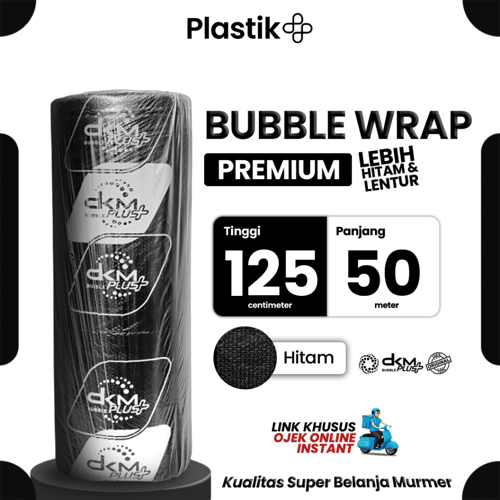 

Plastik Packing Bubble Wrap DKM Roll 125cm x 50m Hitam Premium Tebal Merek DKMPlus Murah