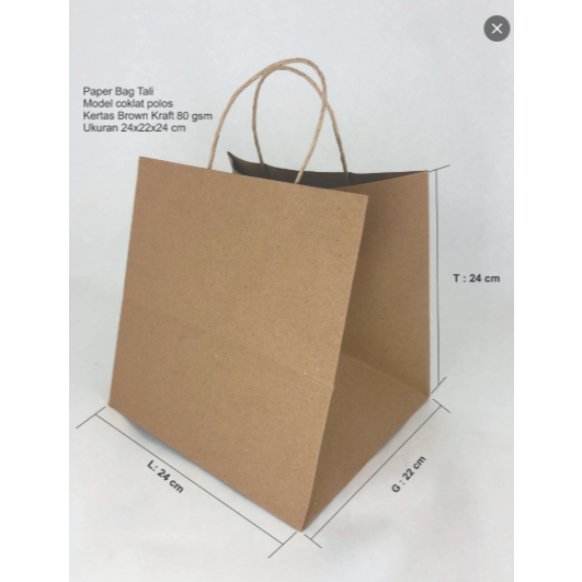 

Paperbag SOS Coklat Kotak 24x22x24cm + Tali 125 GSM.