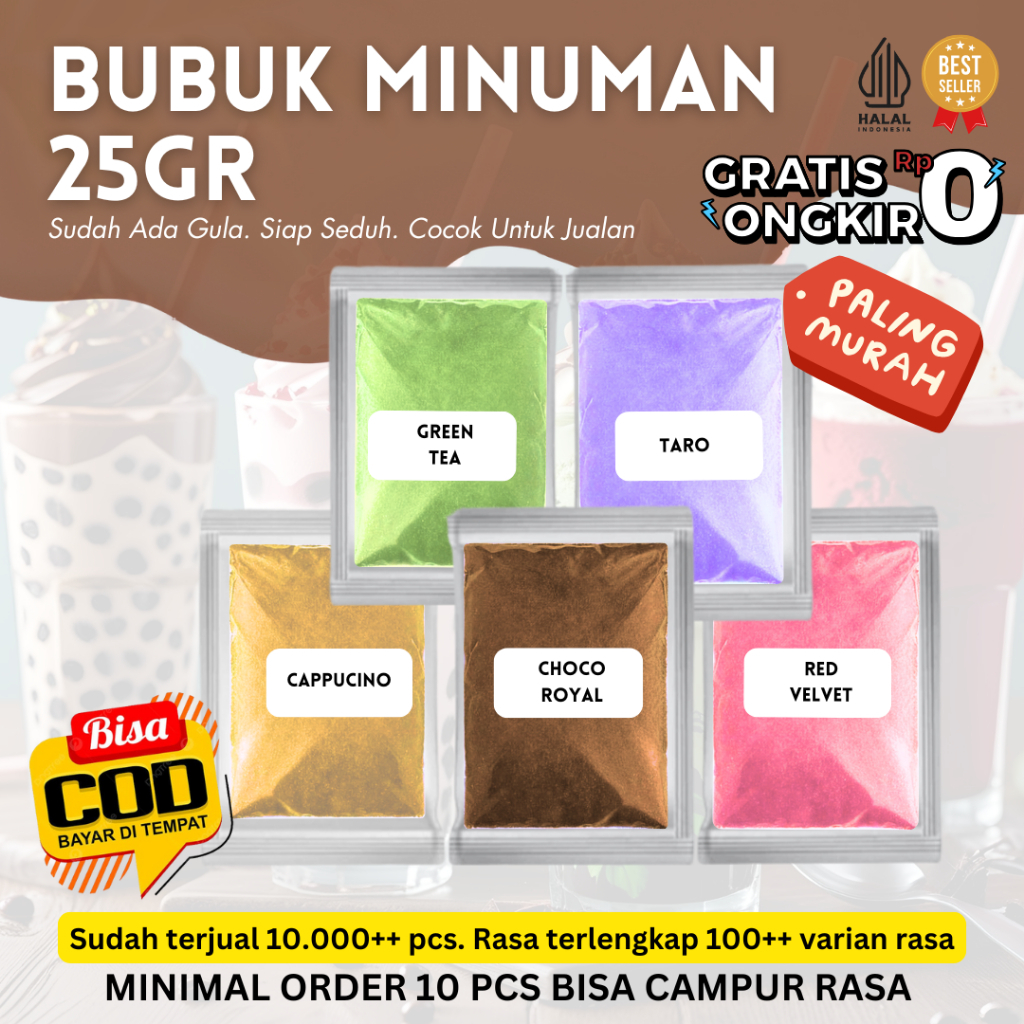 

Bubuk Minuman MIX 25gr | Siap Seduh | Sudah Gula | Bubuk Minuman Kekinian Untuk Jualan / Warung