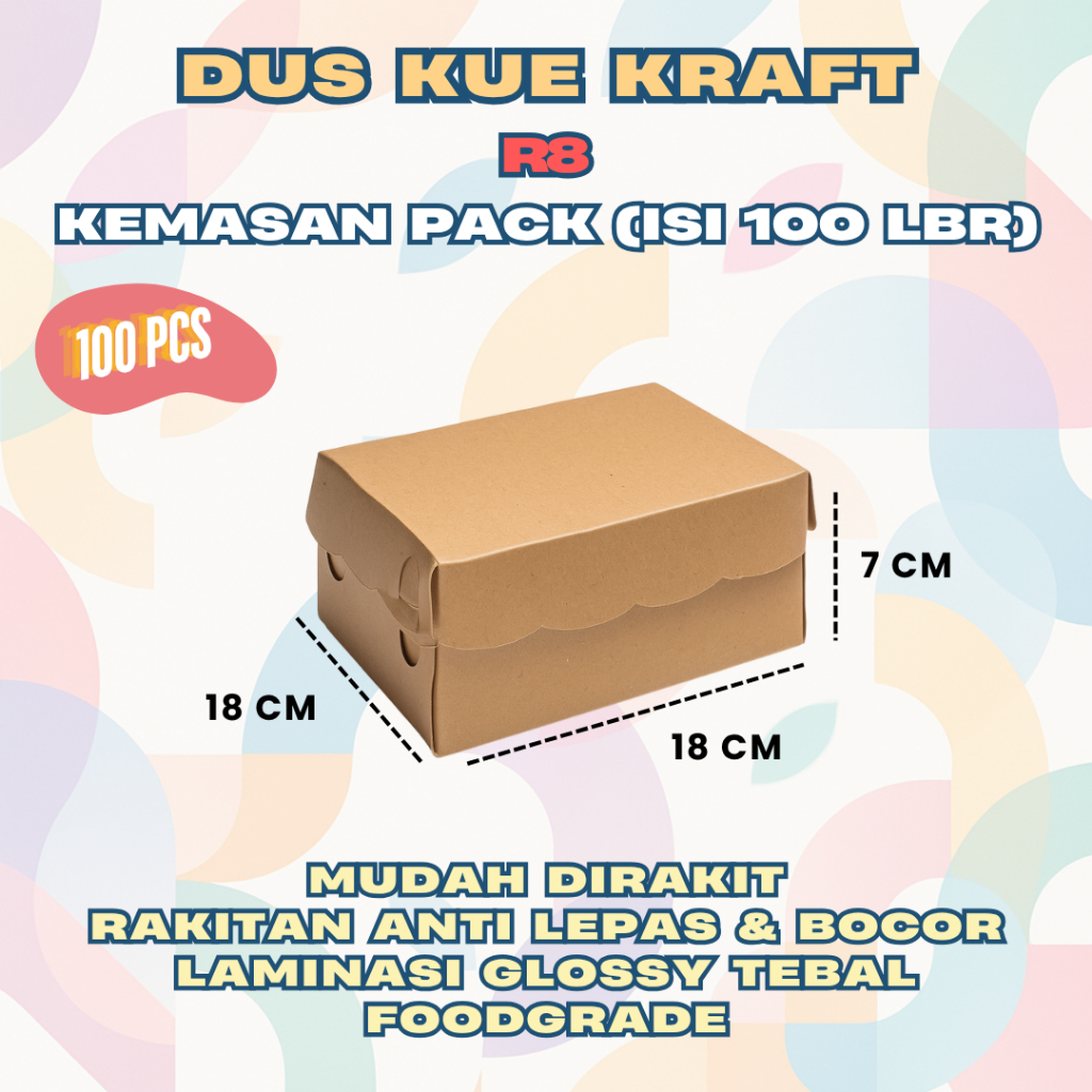 

(Isi 100 pcs) MANNA Kotak Dus Makanan R8 Kraft (18 cm x 18 cm x 7 cm) Non Laminasi PREMIUM QUALITY EXCELINDO