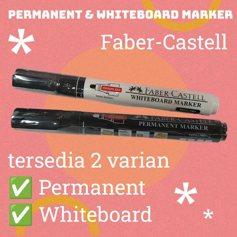 

Spidol Faber Castell Marker Permanen (tidak bisa dihapus) dan Whiteboard (bisa dihapus) untuk papan tulis Ori 100% Original Asli Authentic