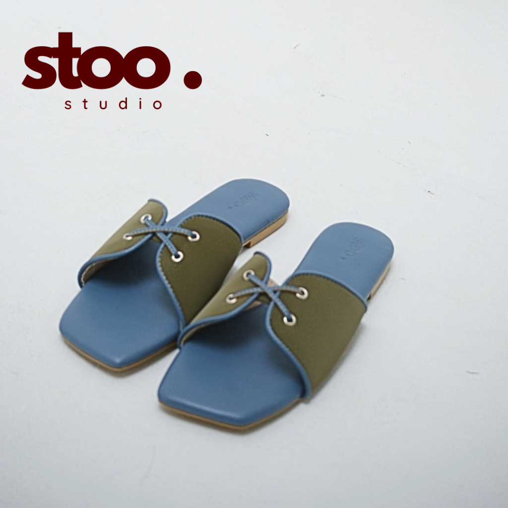 Stoo Studio Jean Sandal Sendal Wanita Olive Green Blue