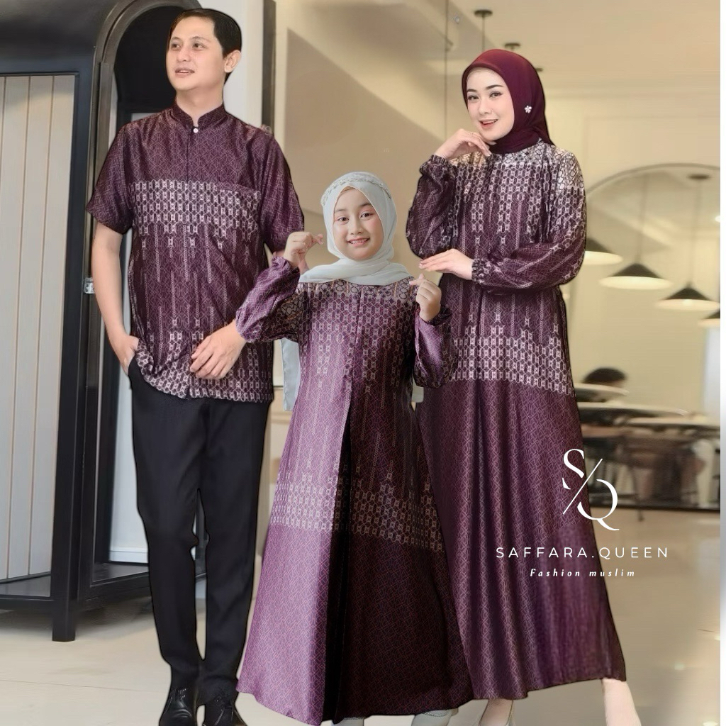 Baju Couple Pasangan Kondangan Gamis Kemeja Silk Couple  Lebaran 2025 sarimbit keluarga